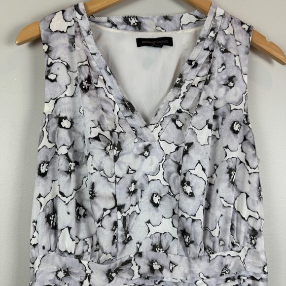 Banana Republic Maxi Dress Women's 6 White Floral V-Neck Sleeveless Poppy Long - Picture 4 of 9